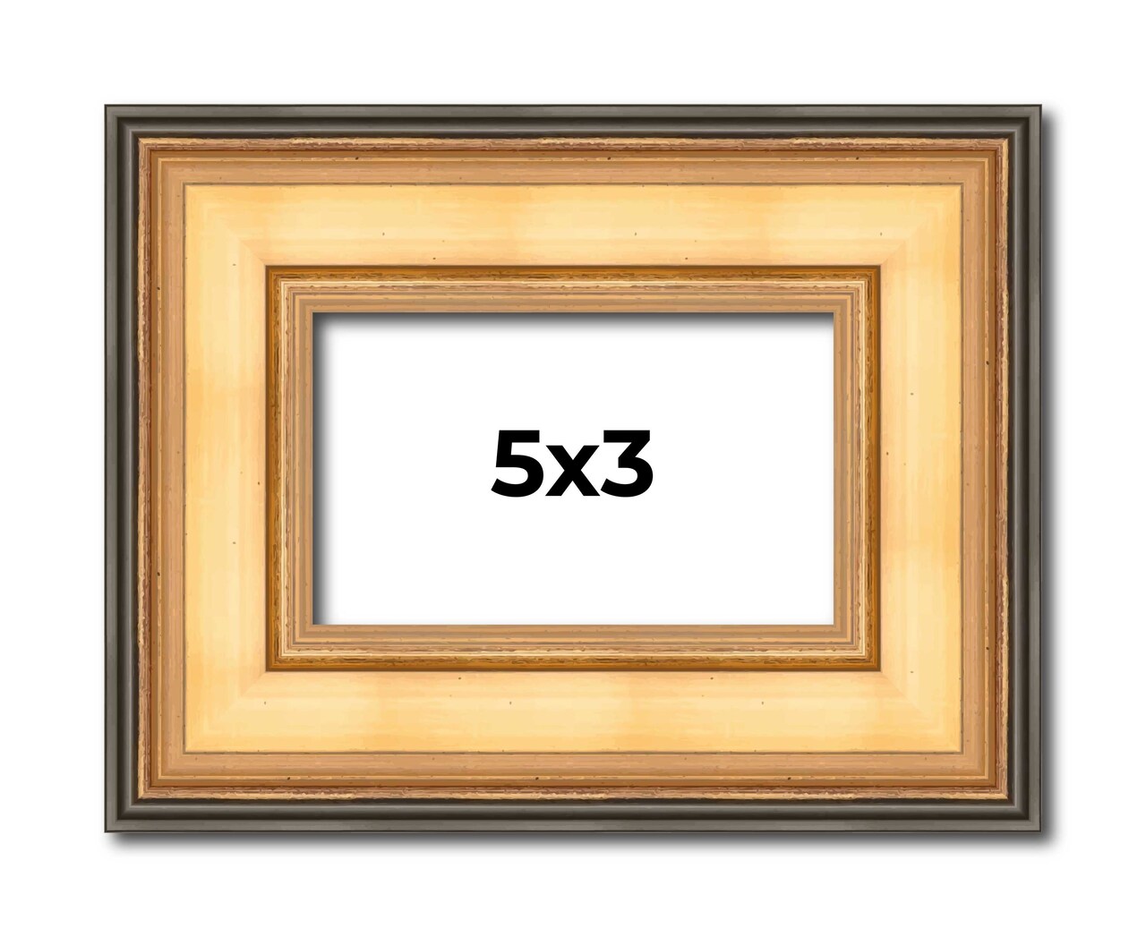 3x5 Traditional Picture Frame with UV-Resistant Acrylic & Acid Free Backing, Available in 3 Finishes - Black, Brown, Gold